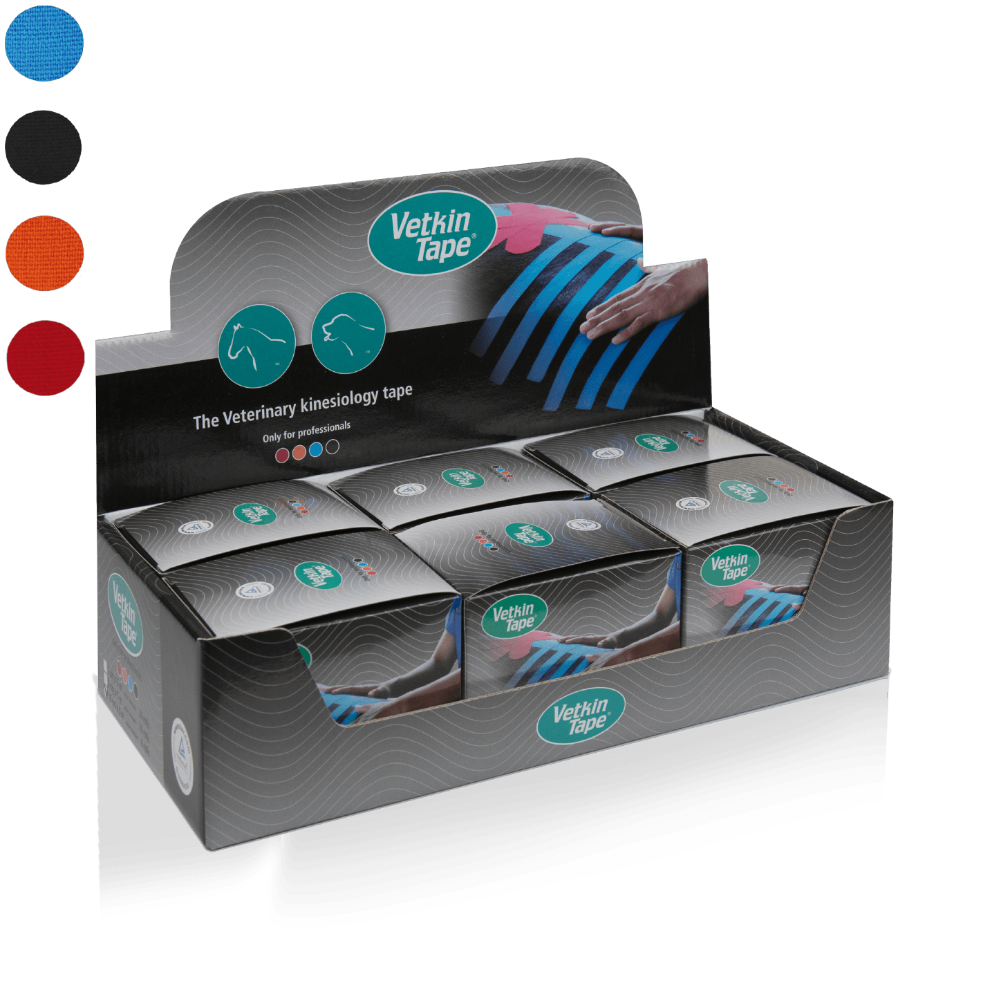 vetkintape-equine-canine-kinesiology-tape-product-all-different-colour-options-10cm-x-5m-1-display-box-lr-image