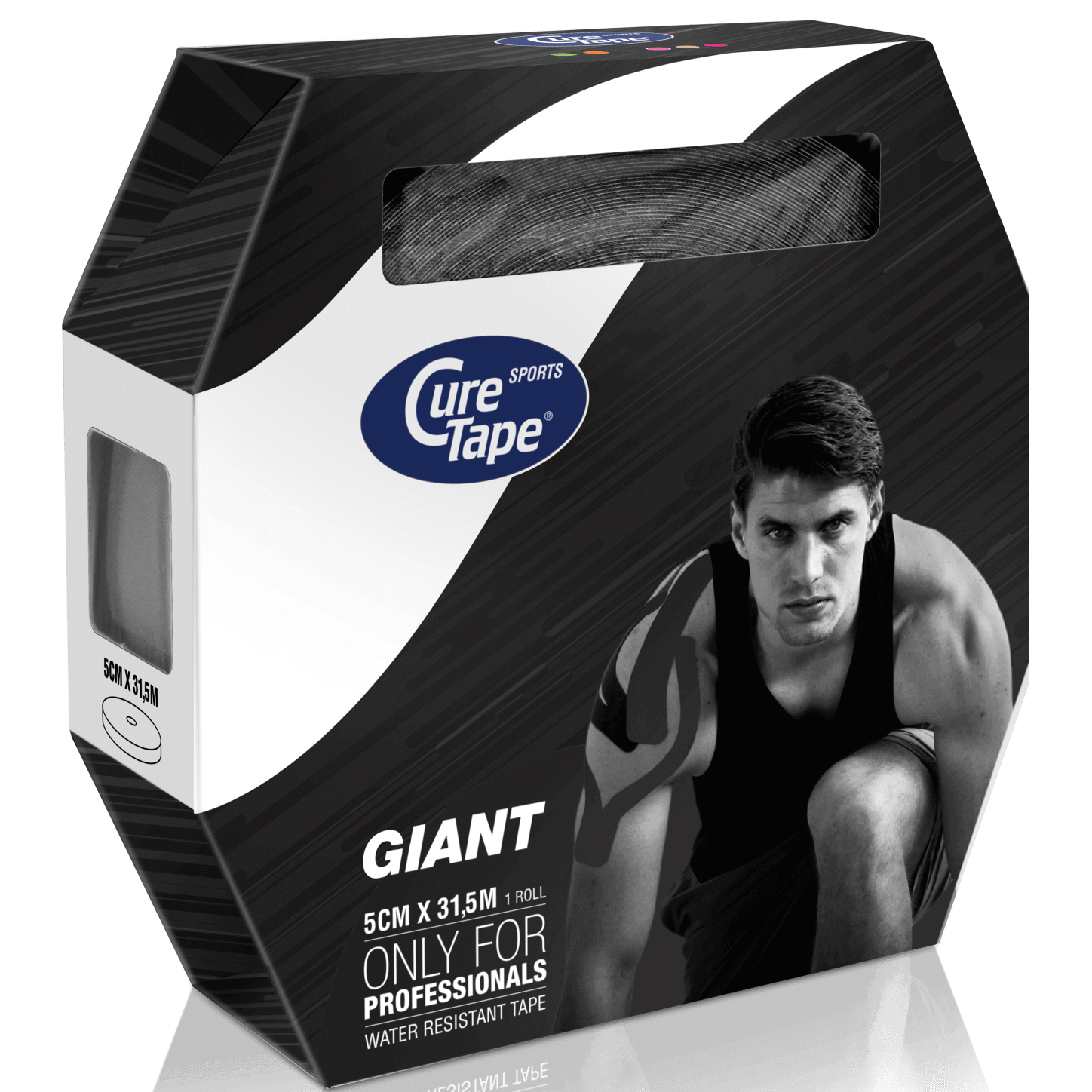 curetape-sports-giant-kinesiology-tape-bulk-roll-black-5cm-x-31.5m-1-single-roll-in-box-packaging-lr-image