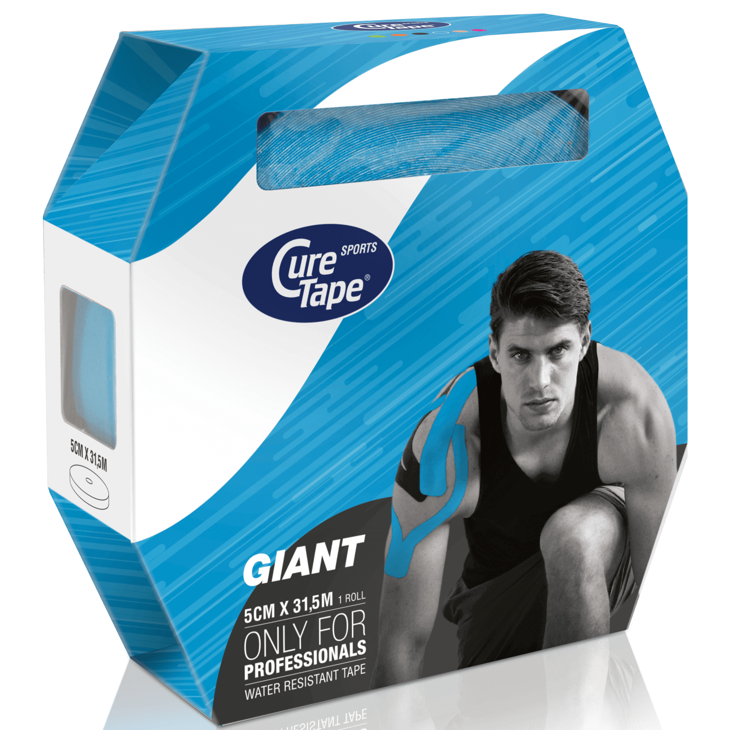 curetape-sports-giant-kinesiology-tape-bulk-roll-blue-5cm-x-31.5m-1-single-roll-in-box-packaging-lr-image